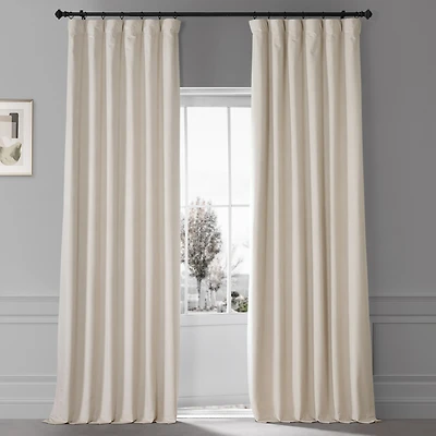 Half Price Drapes Diva Cream Signature Plush Velvet Hotel Blackout Curtain
