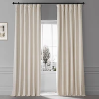 Half Price Drapes Diva Cream Signature Plush Velvet Hotel Blackout Curtain