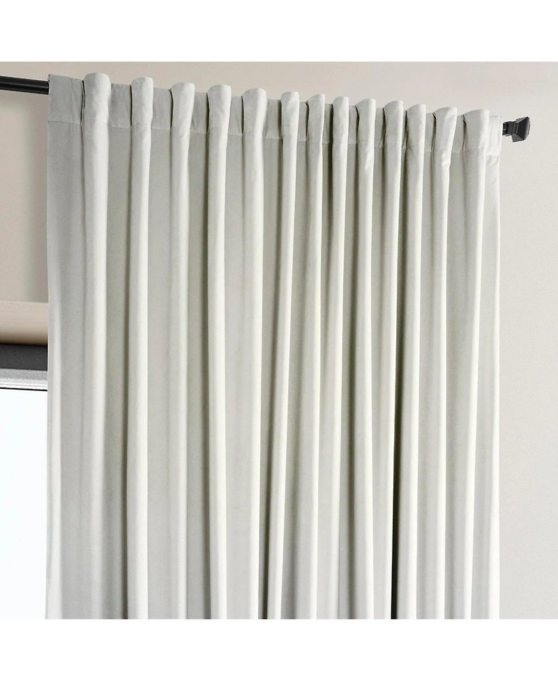 Half Price Drapes Misty White Extra Wide Signature Plush Velvet Hotel Blackout Curtain