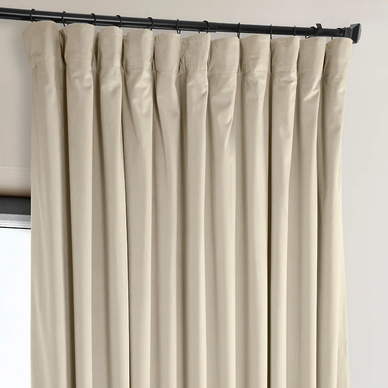 Half Price Drapes Angora Beige Extra Wide Signature Plush Velvet Hotel Blackout Curtain