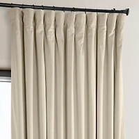 Half Price Drapes Angora Beige Extra Wide Signature Plush Velvet Hotel Blackout Curtain