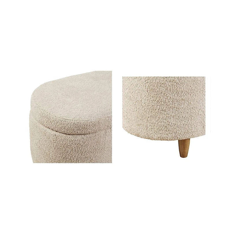 Flip Top Storage Bench in Taupe, Upholstered Storage Ottoman with Solid Wood Legs-The Pop Home