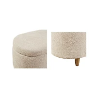 Flip Top Storage Bench in Taupe, Upholstered Storage Ottoman with Solid Wood Legs-The Pop Home