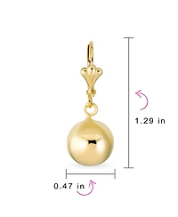 Bling Jewelry Classic Elegant Simple Round Light Weight Dangle Lever Back Drop Ball Earrings Yellow 18K Gold Plated Brass