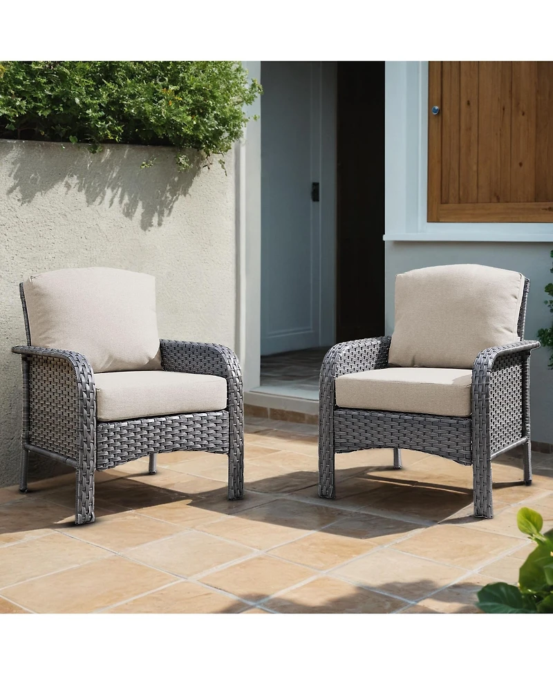 Xizzi 2 Pieces Patio Fruniture Set,Outdoor Wicker Chairs,Artificially Woven Rattan Chairs with Armrest Support Thickened Comfortable Cushion