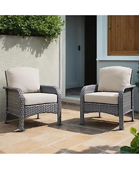 Xizzi 2 Pieces Patio Fruniture Set,Outdoor Wicker Chairs,Artificially Woven Rattan Chairs with Armrest Support Thickened Comfortable Cushion