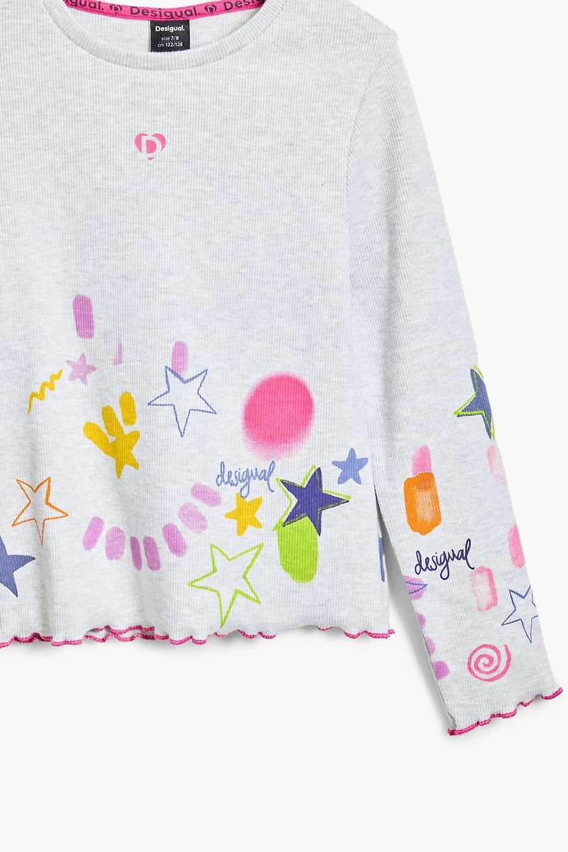 Desigual Girls Girls's Rib T-shirt with neon designs