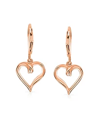 Bling Jewelry Delicate Open Heart Shaped Dangle Earrings Rose Gold Plated Sterling Silver