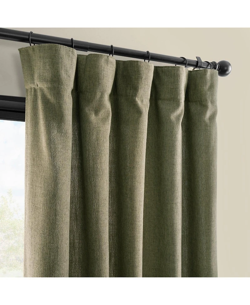 Half Price Drapes Khaki Green Simply Faux Linen Light Filtering Curtain Pair (2 Panels)