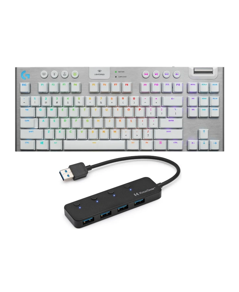 Logitech G915 Tkl Tenkeyless Wireless Rgb Mechanical Gaming Keyboard and Usb Hub