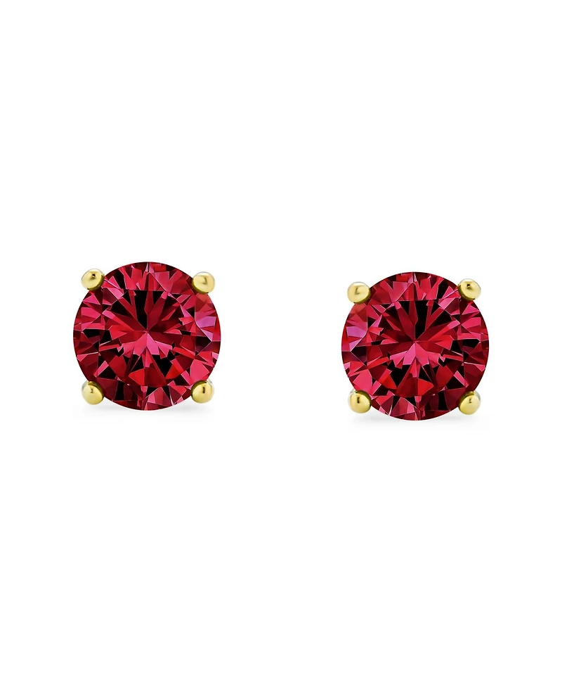 Bling Jewelry 1-2 Ct Round Cz Stud Earrings Pink, Red, Blue, Brown, Green, 14K Gold/Silver