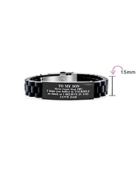 Bling Jewelry To My Son Courage Inspirational Id Bracelet for Grandson Black Silicone Wristband
