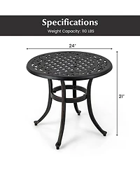 Gymax Cast Aluminum Patio Table 24''Outdoor Round Side Table Anti-Rust Coffee Bistro Table