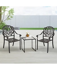 Gymax Pieces Cast Aluminum Chairs Set of 2 Stackable Patio Dining Chairs w/ Armrests