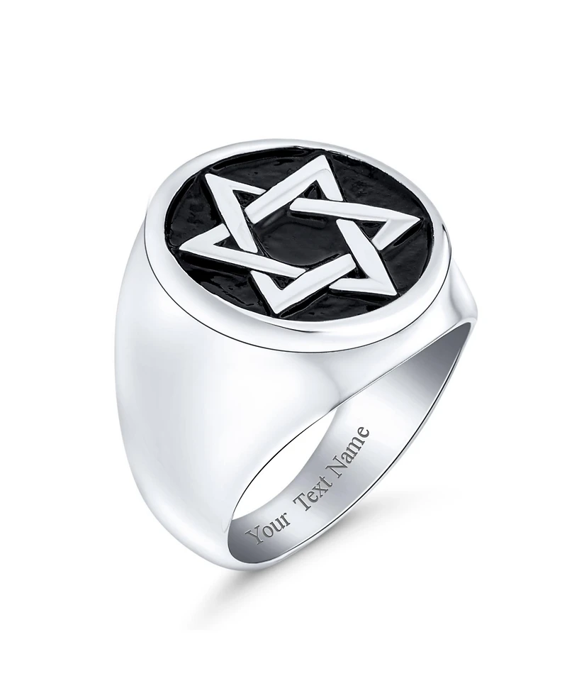 Bling Jewelry Stainless Steel Magen Judaic Star of David Signet Ring and Pendant Set