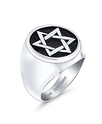 Bling Jewelry Stainless Steel Magen Judaic Star of David Signet Ring and Pendant Set