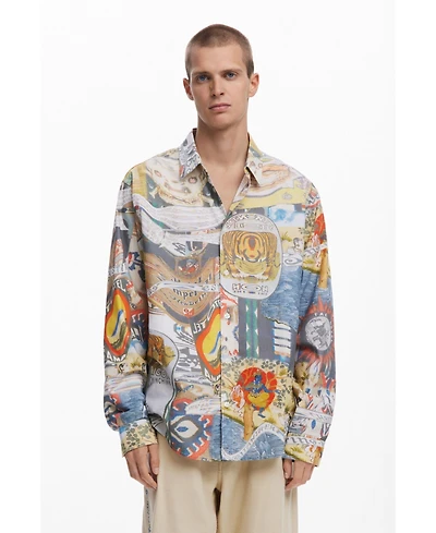 Desigual Men's Ethnic collage print shirt