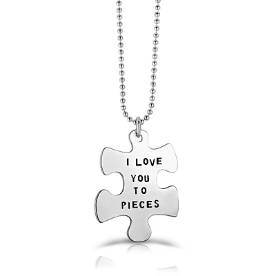 White Gold Plated Puzzle Piece Pendant Necklace