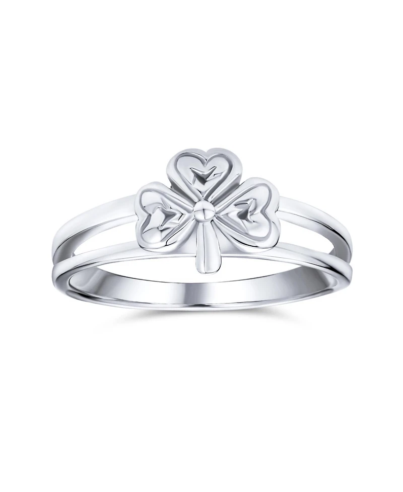 Bling Jewelry Delicate Silver Ring with Celtic Trinity Shamrock Clover Design Oxidized Finish