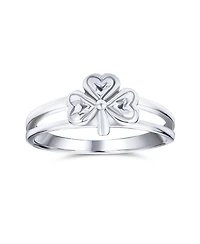 Bling Jewelry Delicate Silver Ring with Celtic Trinity Shamrock Clover Design Oxidized Finish
