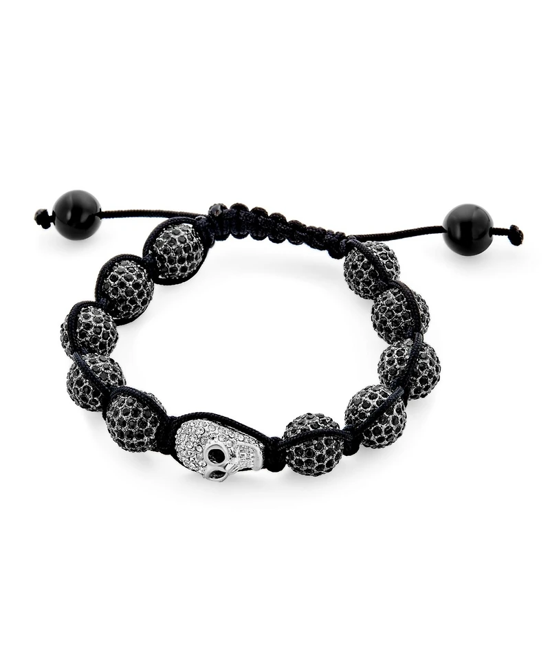 Bling Jewelry Biker Chain Link Bracelet Gold Tone Crystal Skull for Men