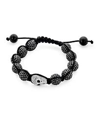Bling Jewelry Biker Chain Link Bracelet Gold Tone Crystal Skull for Men
