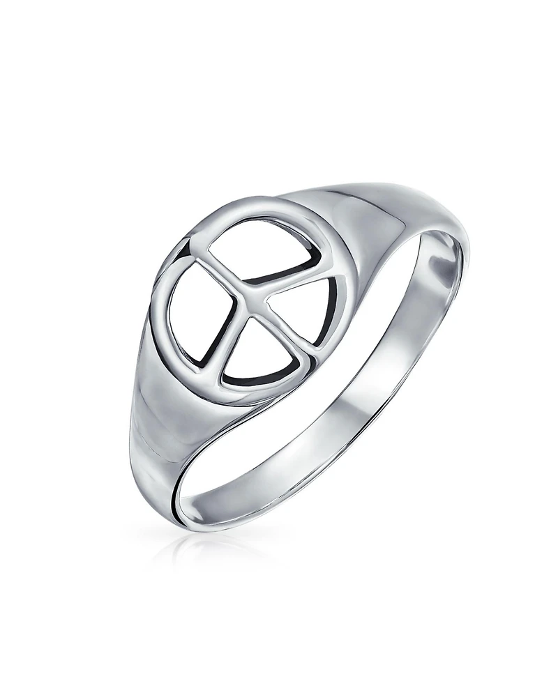 Bling Jewelry Sterling Silver Ring with World Peace Signet