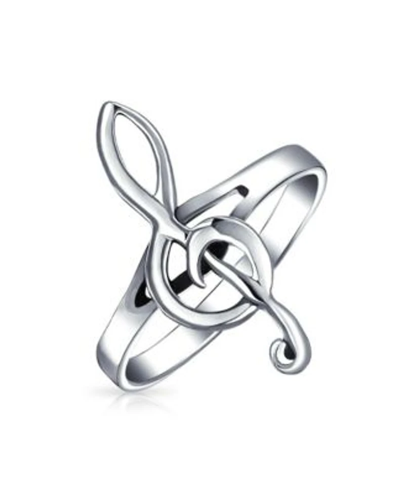 Bling Jewelry Silver Ring with Treble Clef Note Design Sterling Thin Band Music Lovers
