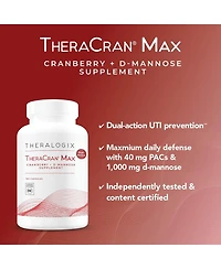 Theralogix TheraCran Max - Cranberry + D-Mannose Supplement for Men & Women - Urinary Tract Health Support - 90-Day Supply - Nsf Certified