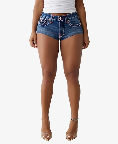 True Religion Women's Super T Spicy Flap Denim Shorts