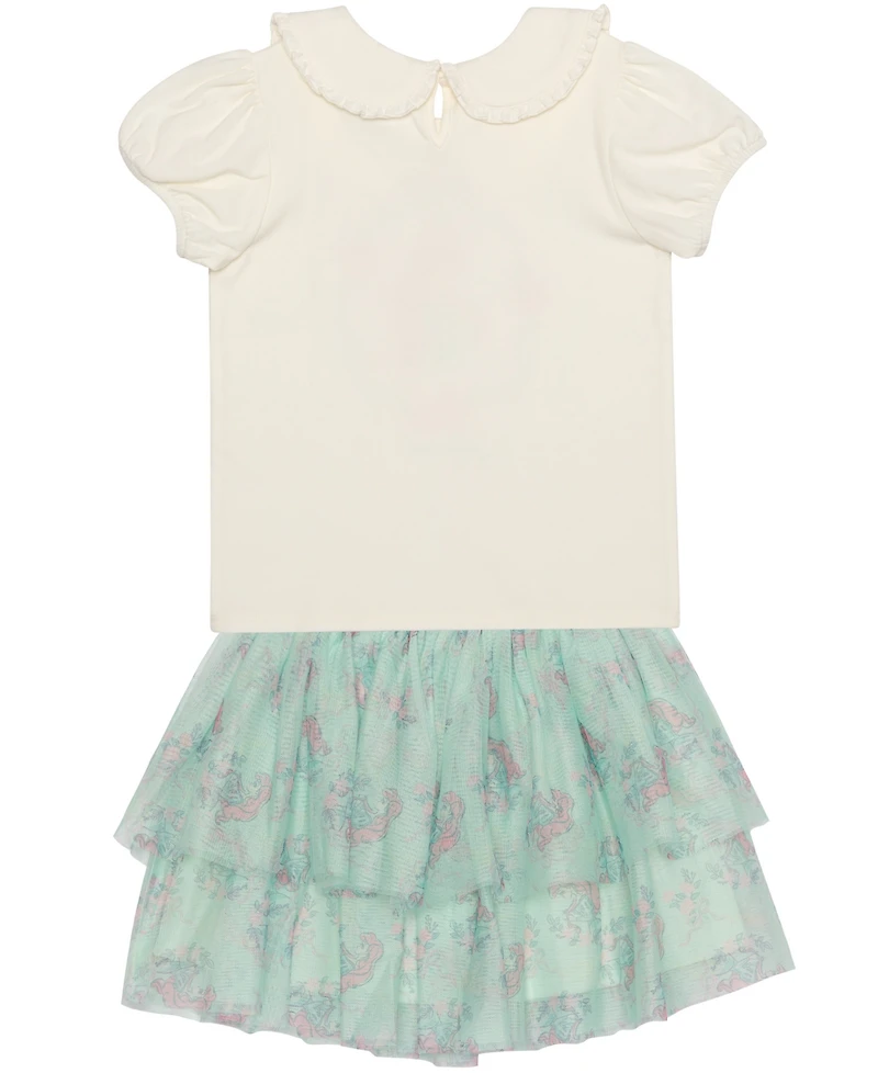 Disney Toddler and Little Girls 2-Piece Ariel Short Sleeve Top and Skirt Set