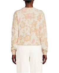 Lands' End Women's Fine Gauge Eyelash Cardigan Printed Sweater - Set Top