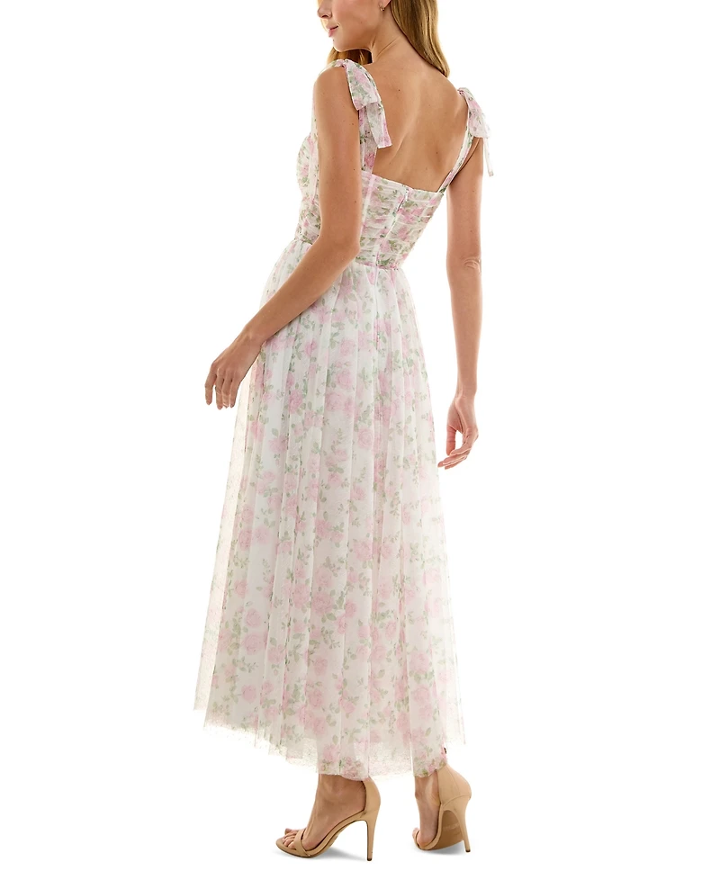 Juniors' Twist-Front Shoulder-Tie Midi Dress