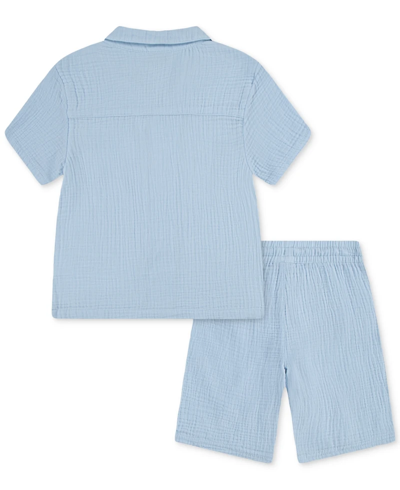 Hurley Little Boys 2-Piece Gauze Camp Shirt and Shorts Set
