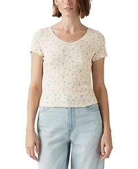 Levi's Women's Sweetie Cotton V-Neck Pointelle Top