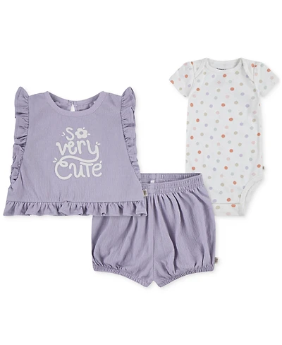 Huggies Baby Girls Bodysuit, Top & Shorts, 3 Piece Set