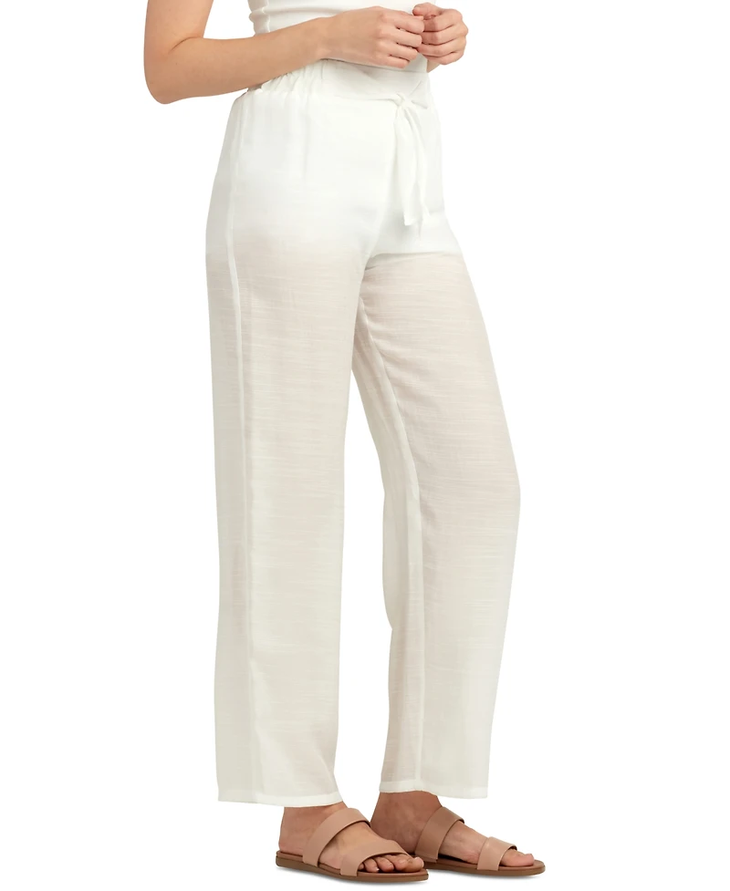 Bcx Juniors' High-Rise Tie-Front Gauze Pants