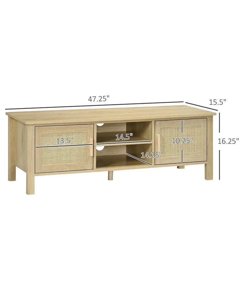 Homcom Boho Tv Sd, Holds 60" TVs, Entertainment Center, Natural