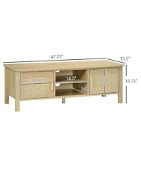 Homcom Boho Tv Sd, Holds 60" TVs, Entertainment Center, Natural