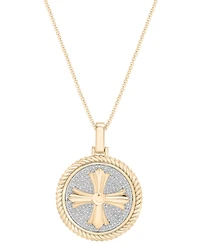 Macy's Men's Diamond Cross Medallion Pendant Necklace (1/5 ct. t.w) in 14k Gold Over Sterling Silver, 22"