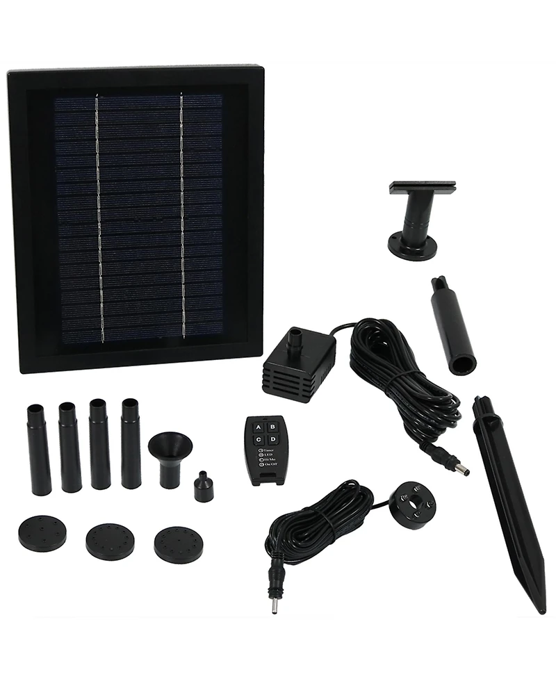65 Gph Solar Pump and Solar Panel Kit with Battery Pack, Remote Control and Led Light - 47-Inch Lift