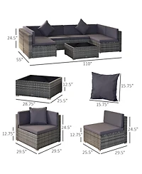 Outsunny 7-Piece Outdoor Patio Furniture Set w/ Rat Wicker,