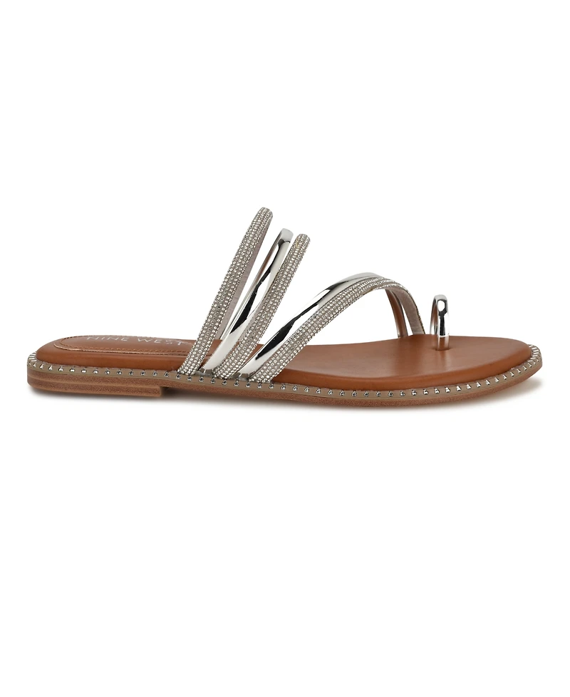 Nine West Women's Dashin Embellished Strappy Flat Sandals