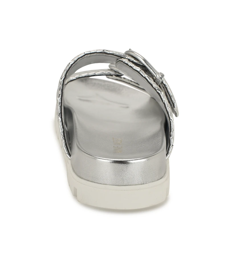 Nine West Women's Tindy Woven Buckle Straps Flat Sandals