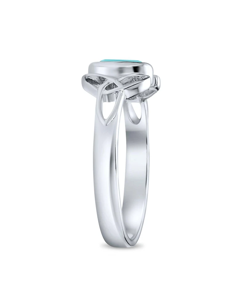 Bling Jewelry Delicate Oval Natural Stone Bff Sorority Sister Promise Trinity Celtic Knot Triquetra Ring Thin Band .925 Sterling Silver Rings