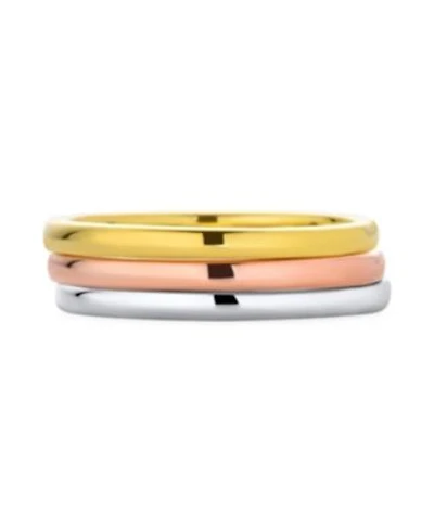 Bling Jewelry Tri Color Silver Ring Stacking Couples Band Set 14k Gold Plated Sterling