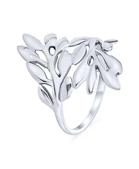 Bling Jewelry Nature-Inspired Ivy Laurel Vine Leaf Bypass Sterling Silver Ring