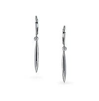 Bling Jewelry Feather Motif Linear Dangle Earrings in Sterling Silver