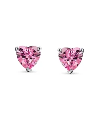 Bling Jewelry 1CT Cubic Zirconia Solitaire Heart Shaped Cz Stud Earrings .925 Sterling Silver 7MM