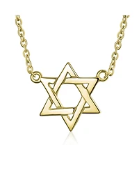 Bling Jewelry Traditional Magen Judaic Star Of David Pendant Necklace 14K Gold Plated Silver